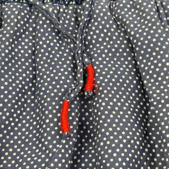 LOGG H&M Navy Polka Dot Paisley Cotton Smocked Skirt Boho Festival Airy Light 6 - Picture 6 of 12